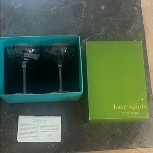 Kate Spade Black and Silver Polka Dot Wine Glasses